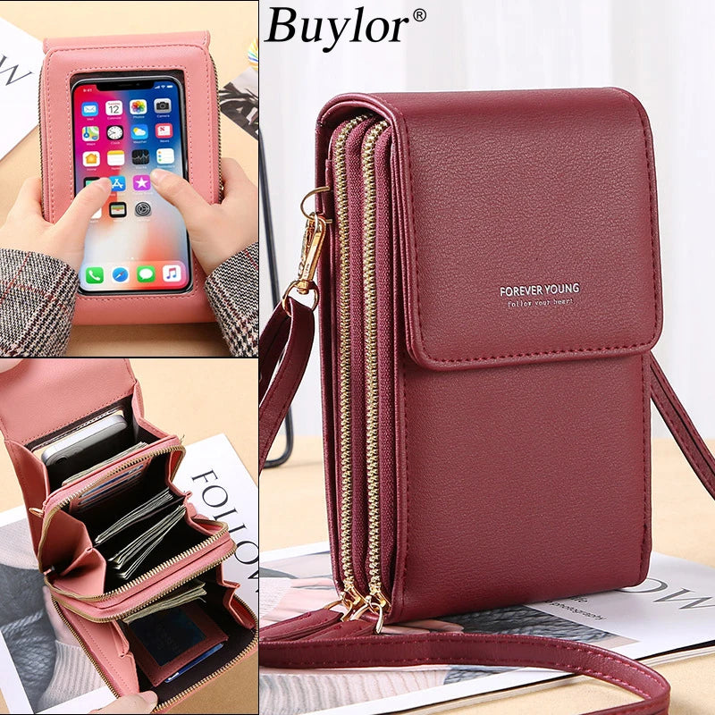 Touch Screen Cell Phone Soft Leather Shoulder Bag
