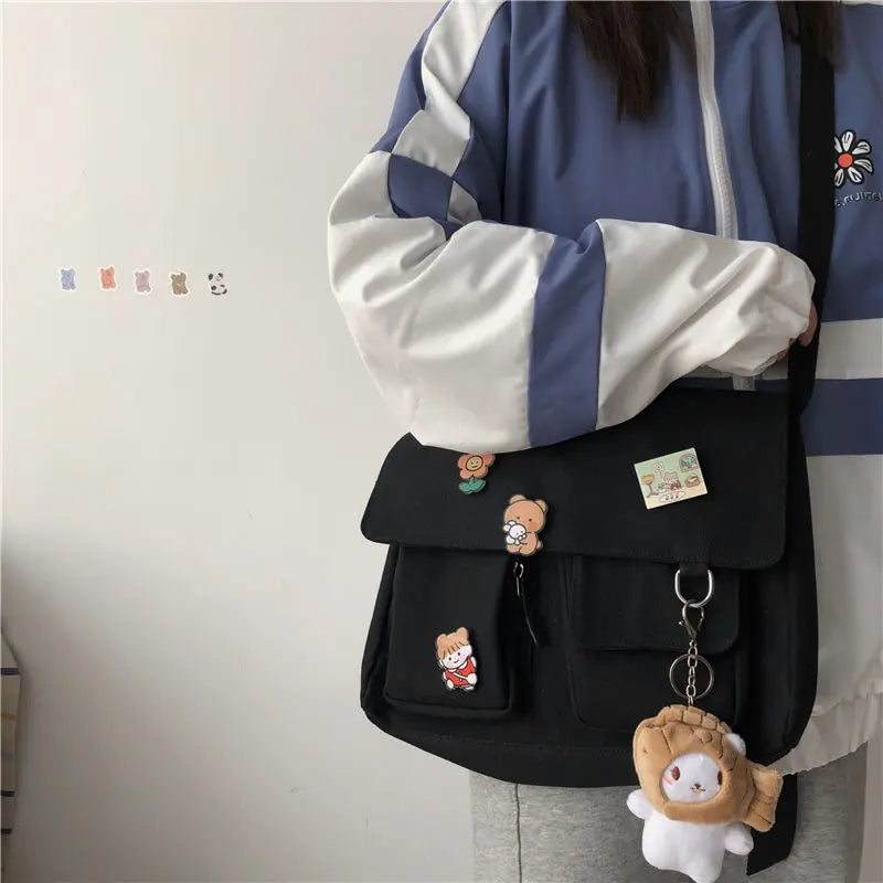 Simple Messenger Satchel Sweet Printed Canvas Bags