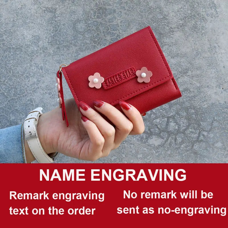 Short Name Customized Flower Decoration Design Cute Wallets