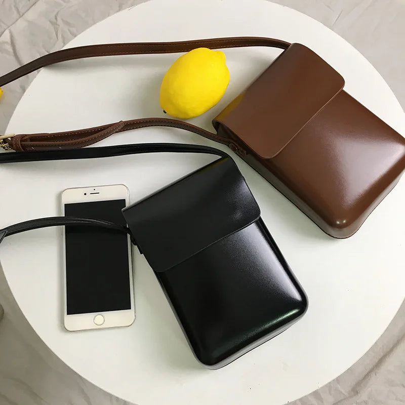 Small Solid Color Flap Leather Luxury Crossbody Bag