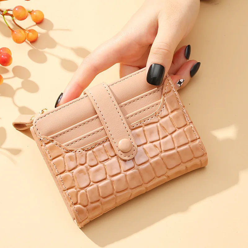 Leather Crocodile Pattern Solid Card Holder Wallet
