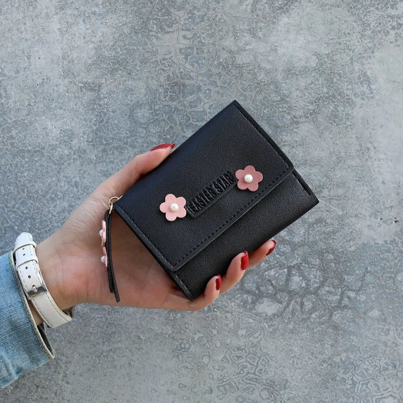 Short Name Customized Flower Decoration Design Cute Wallets