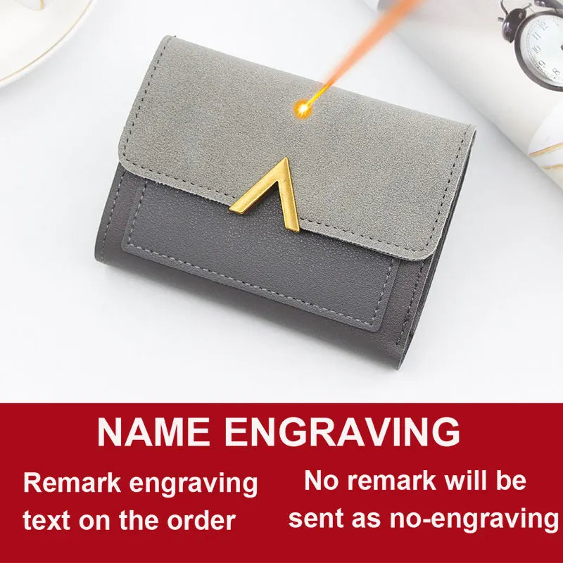Simple Slim Golden Hasp Name Print Wallet