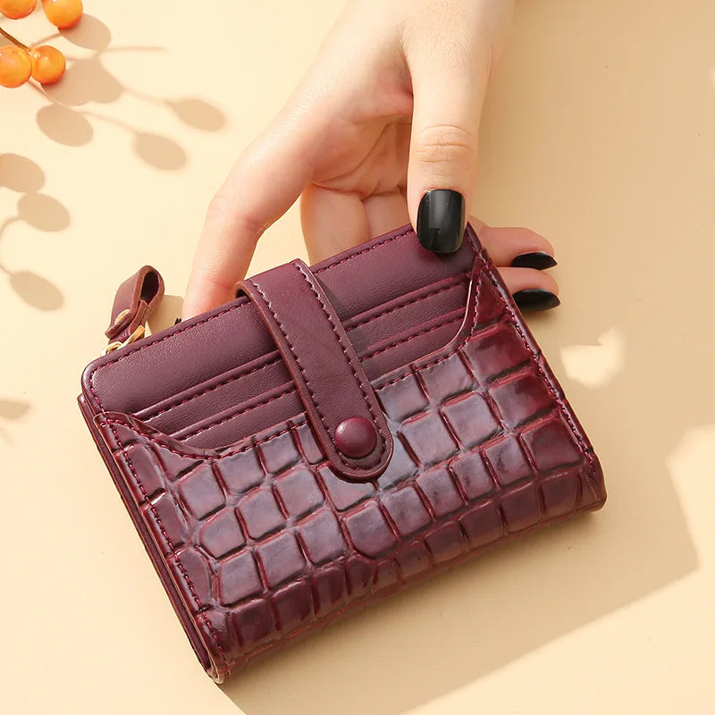 Leather Crocodile Pattern Solid Card Holder Wallet