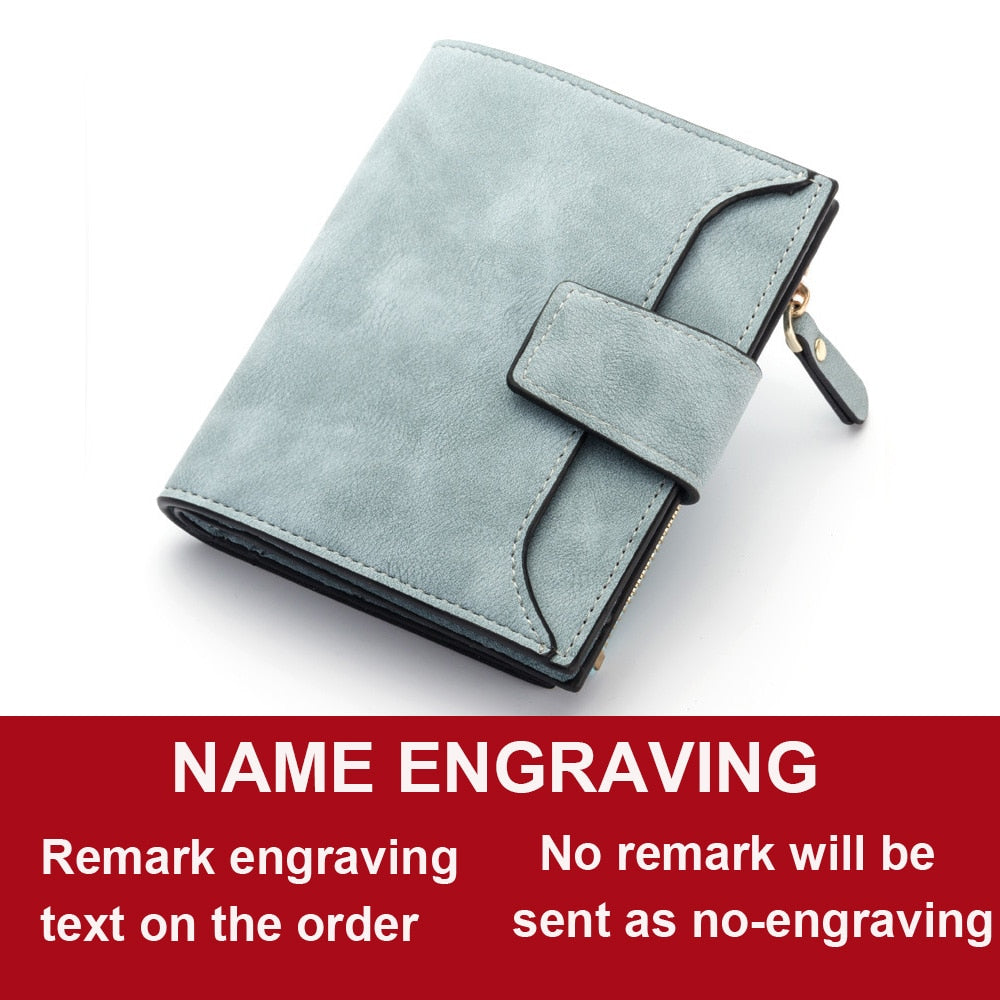 Name Engraving PU Leather Quality Female Wallet