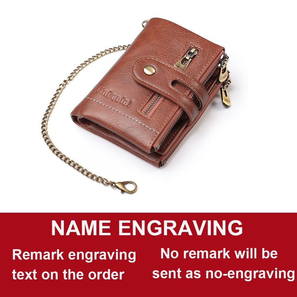 Name Customized PU Leather Card Holder Chain Men Wallet