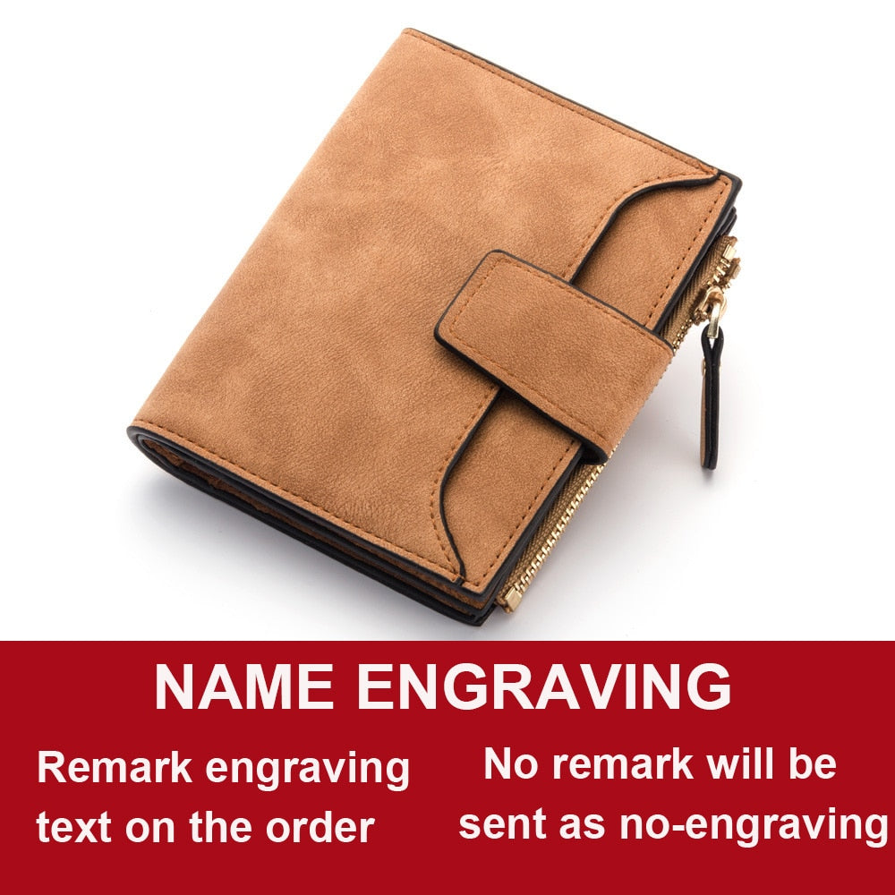 Name Engraving PU Leather Quality Female Wallet