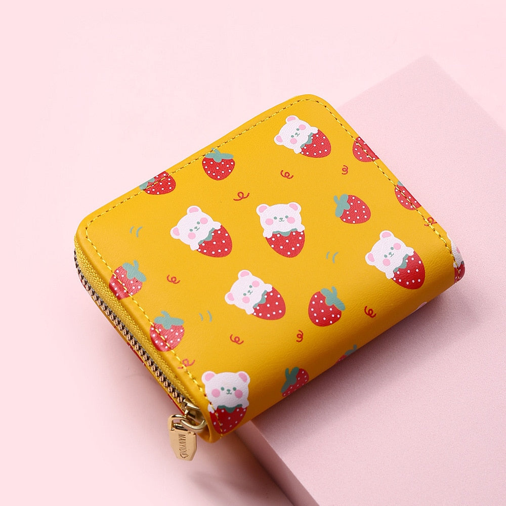 Cute Cartoon Strawberry Bear Printing Wallet