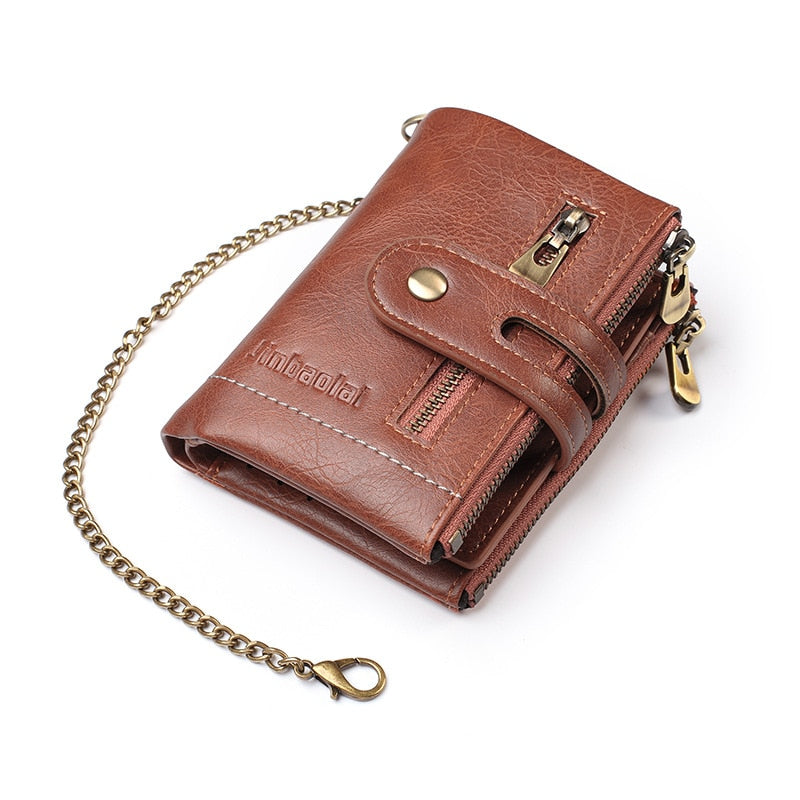 Name Customized PU Leather Card Holder Chain Men Wallet