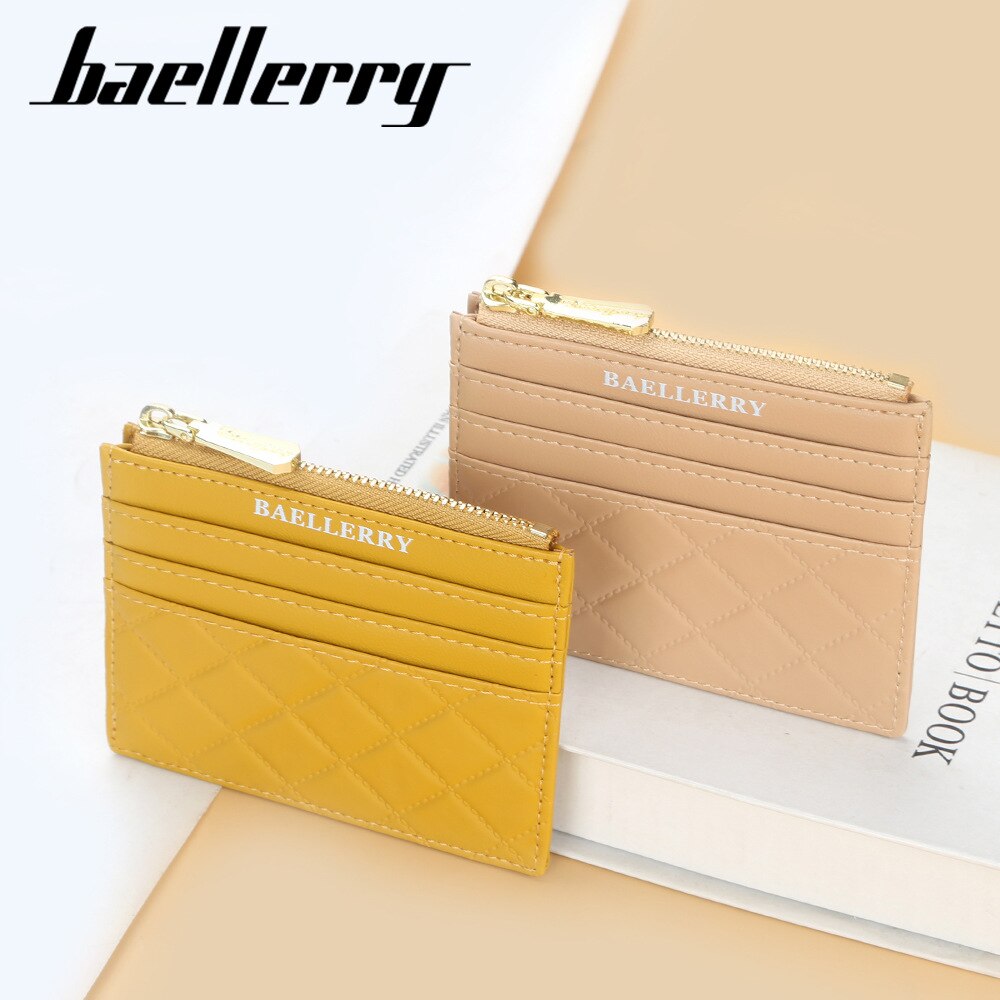 Mini Card Slim Zipper PU Leather Wallet