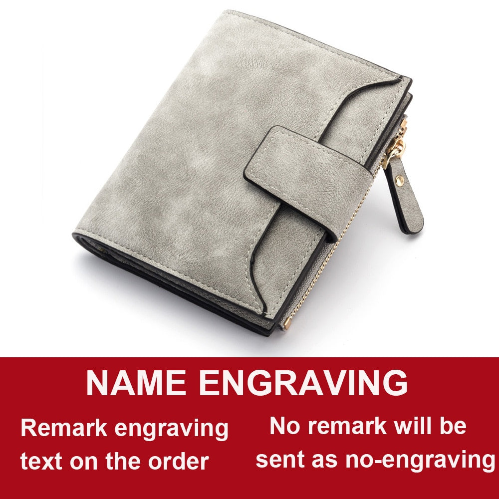 Name Engraving PU Leather Quality Female Wallet