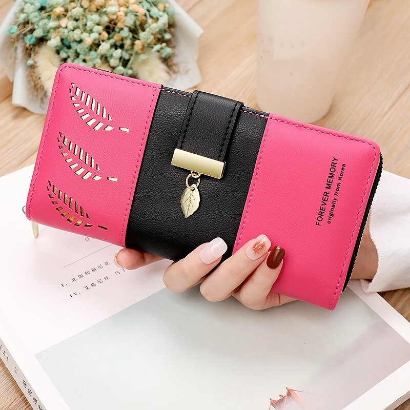 Hollow Leaves PU Leather Wallet