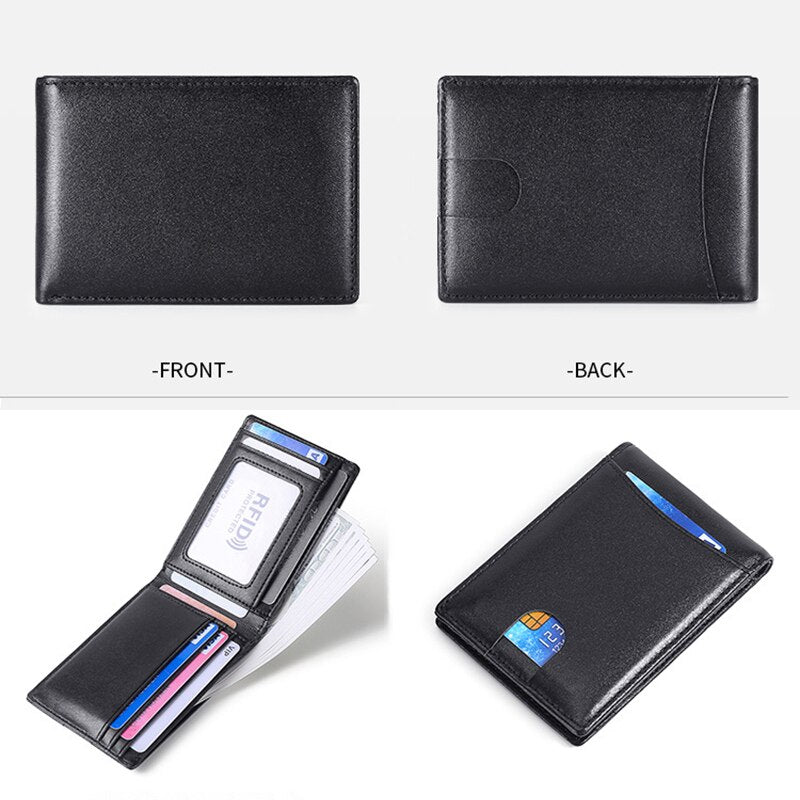 Slim Genuine Leather Solid Card Holder Wallet