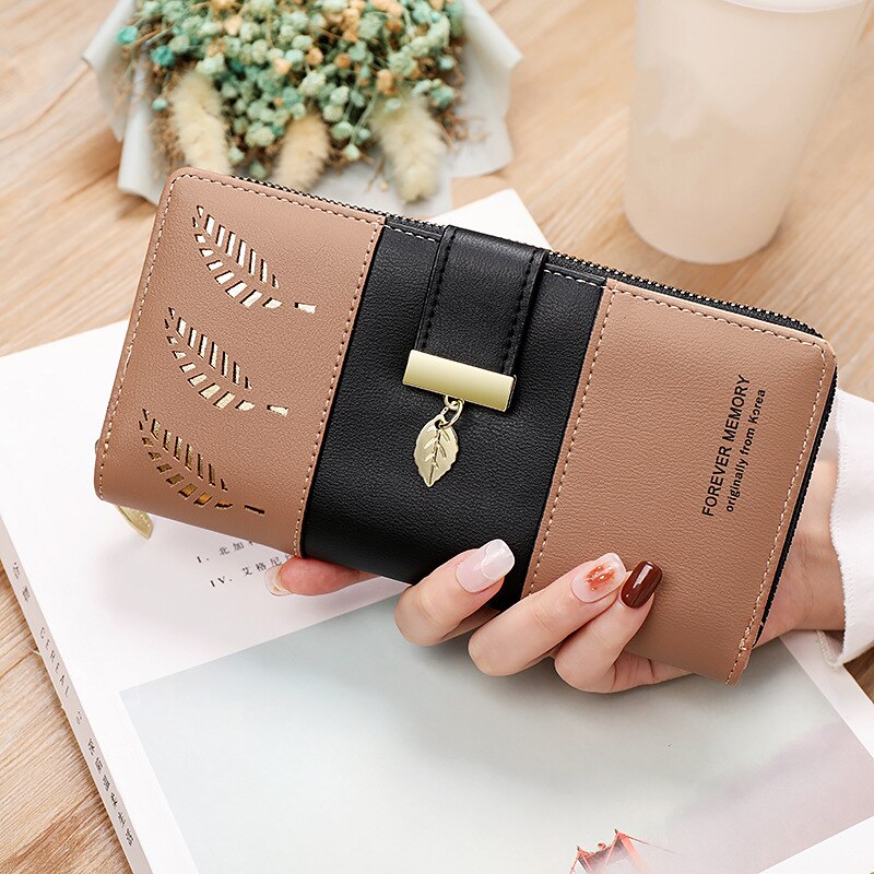 Hollow Leaves PU Leather Wallet