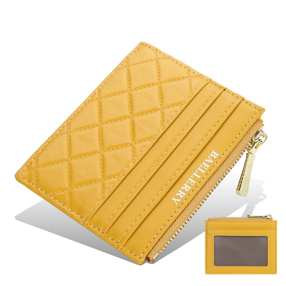 Mini Card Slim Zipper PU Leather Wallet