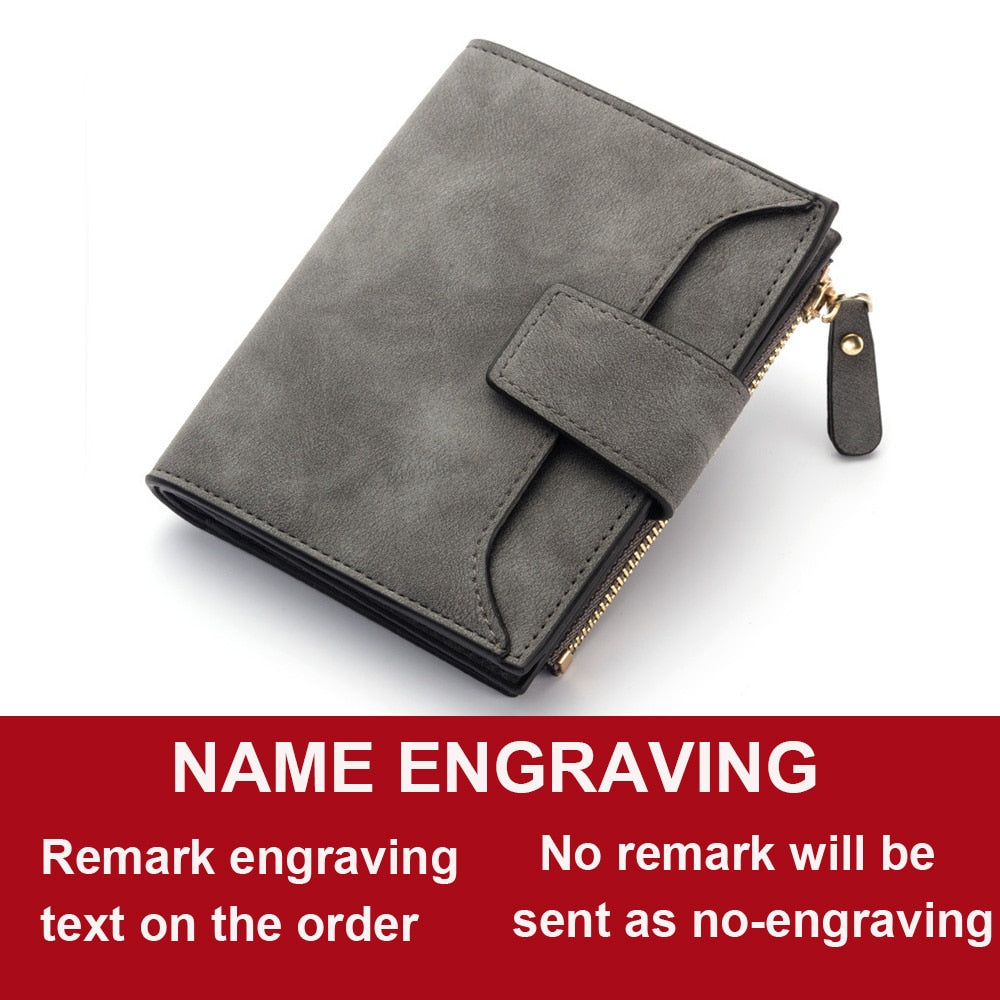 Name Engraving PU Leather Quality Female Wallet