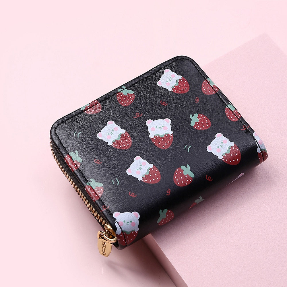 Cute Cartoon Strawberry Bear Printing Wallet