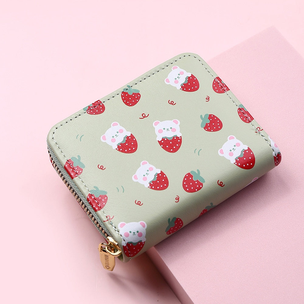 Cute Cartoon Strawberry Bear Printing Wallet