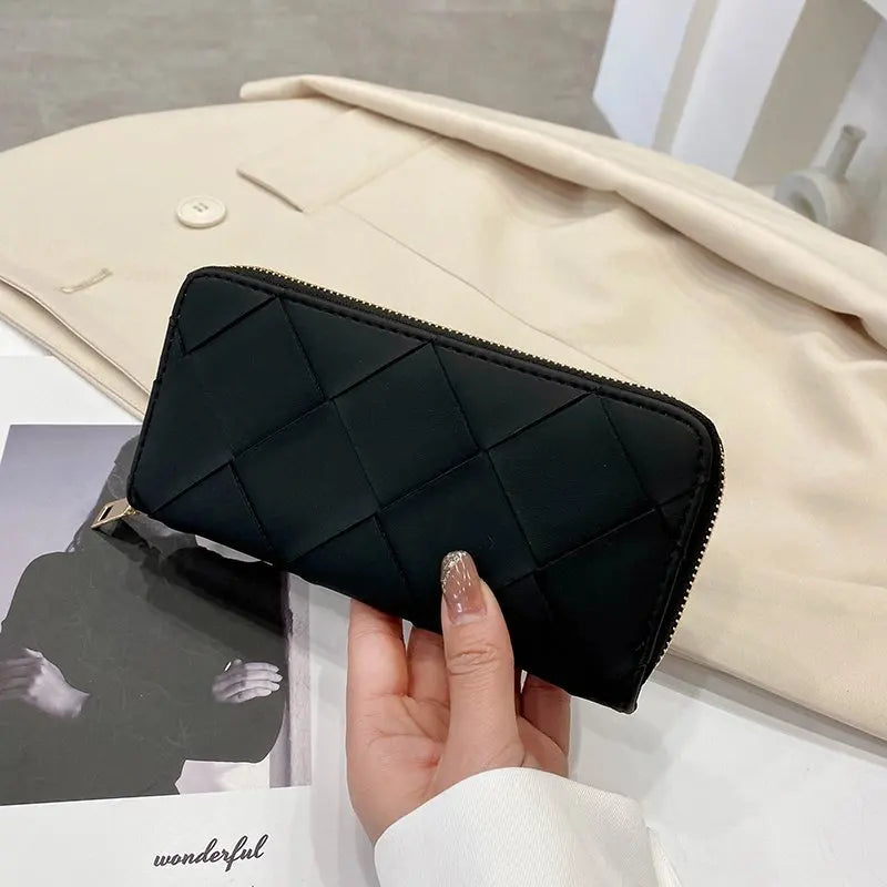 High Quality Long PU Leather Line Pattern Wallet
