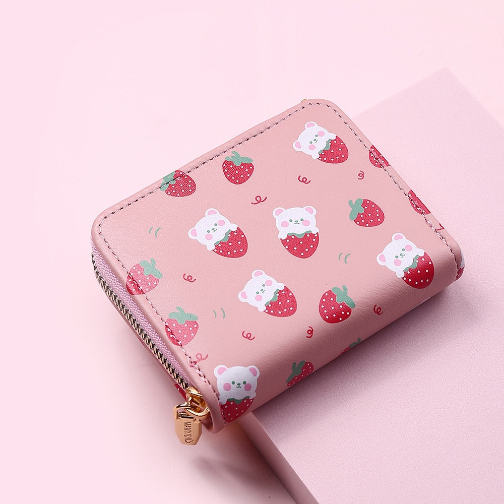 Cute Cartoon Strawberry Bear Printing Wallet