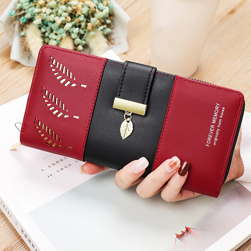 Hollow Leaves PU Leather Wallet