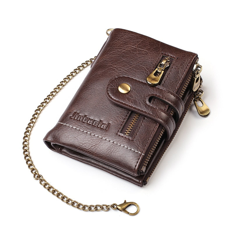 Name Customized PU Leather Card Holder Chain Men Wallet