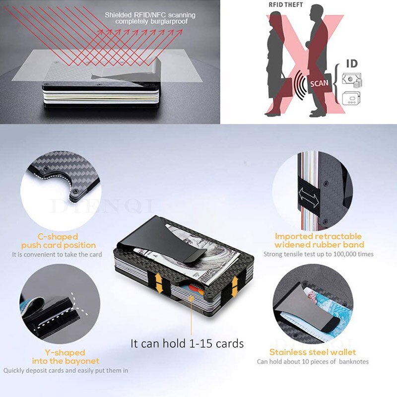 Anti Rfid Card Holder Slim Thin Metal Magnetic Lock Wallet