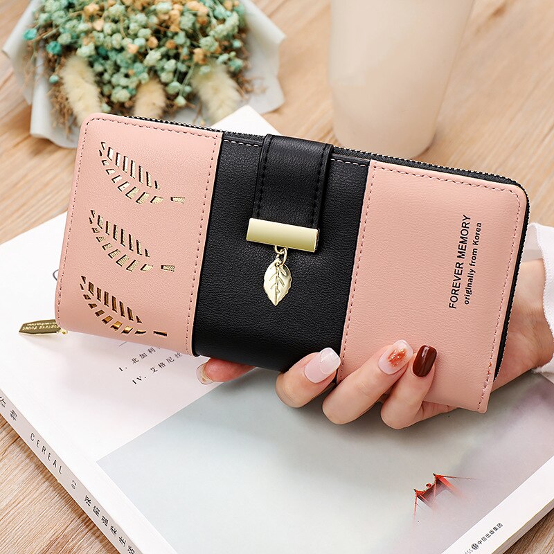 Hollow Leaves PU Leather Wallet