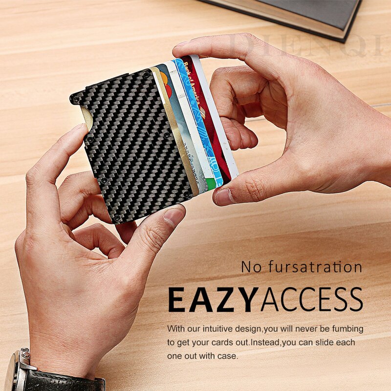 Anti Rfid Card Holder Slim Thin Metal Magnetic Lock Wallet