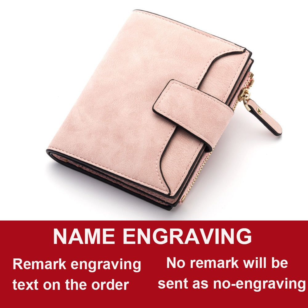 Name Engraving PU Leather Quality Female Wallet