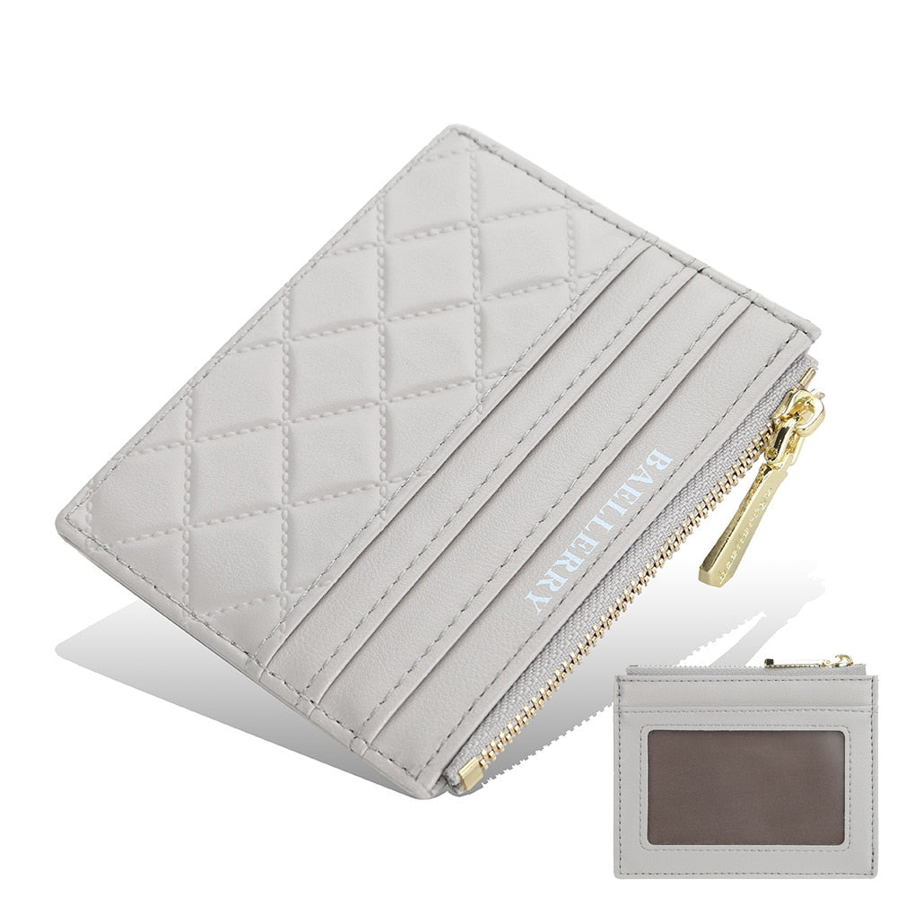 Mini Card Slim Zipper PU Leather Wallet