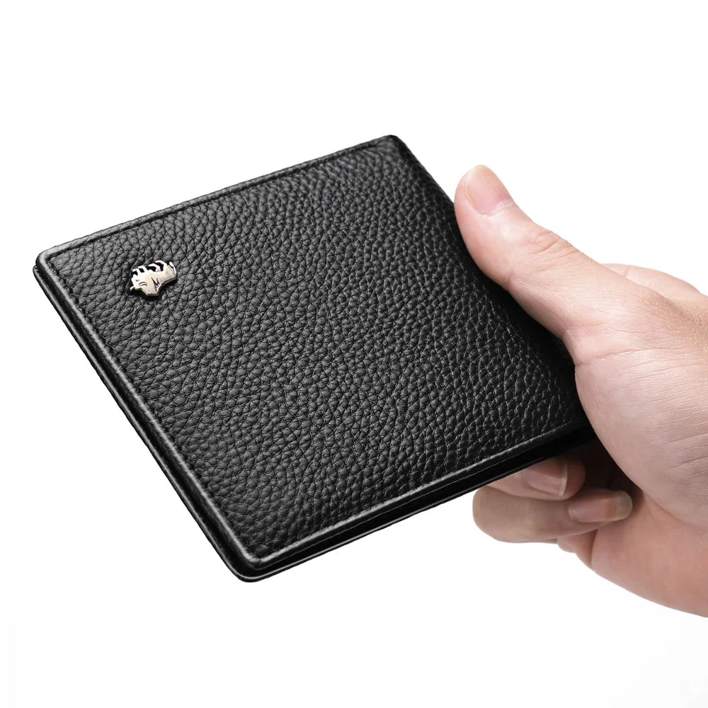 BISON DENIM Genuine Leather Men Wallets RFID Bifold
