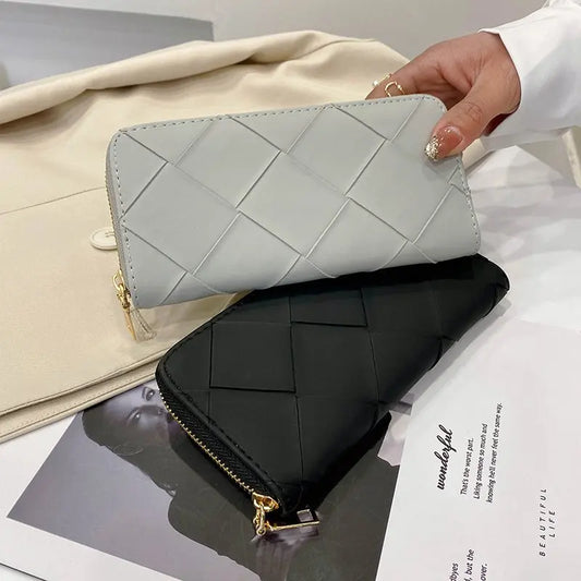 High Quality Long PU Leather Line Pattern Wallet