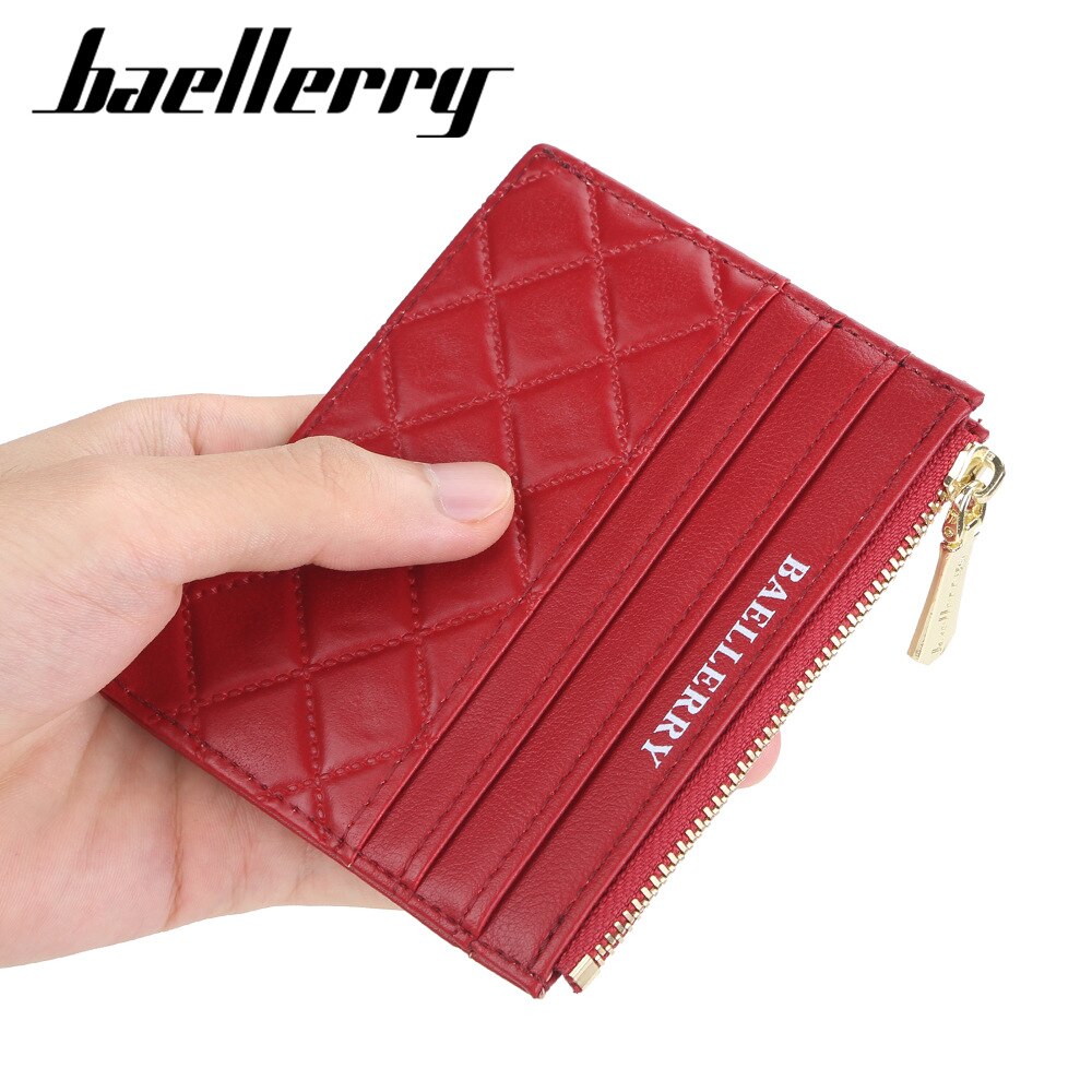 Mini Card Slim Zipper PU Leather Wallet