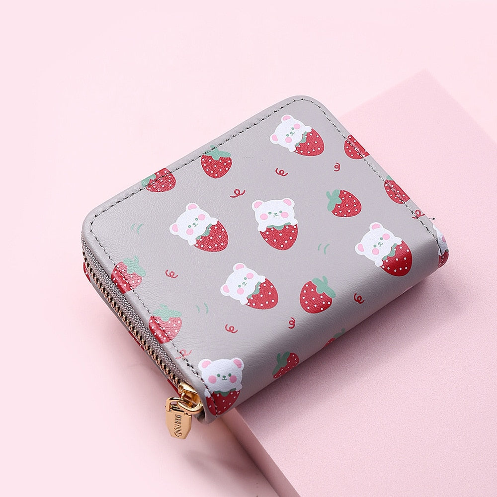 Cute Cartoon Strawberry Bear Printing Wallet