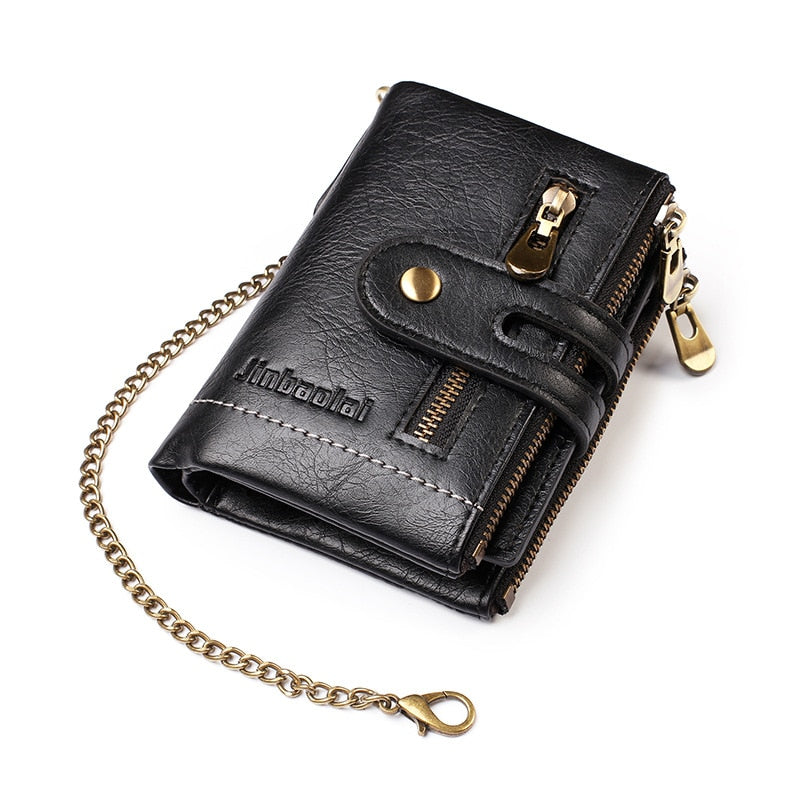 Name Customized PU Leather Card Holder Chain Men Wallet