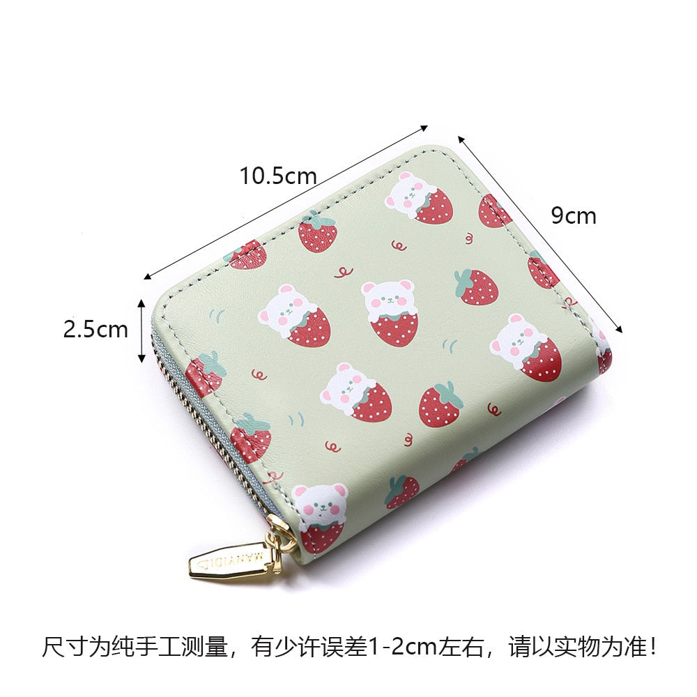 Cute Cartoon Strawberry Bear Printing Wallet