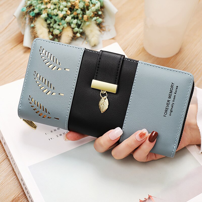 Hollow Leaves PU Leather Wallet