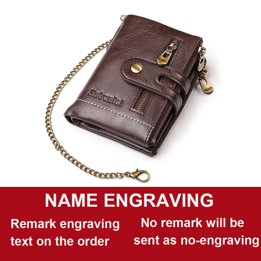 Name Customized PU Leather Card Holder Chain Men Wallet