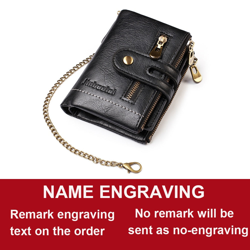 Name Customized PU Leather Card Holder Chain Men Wallet