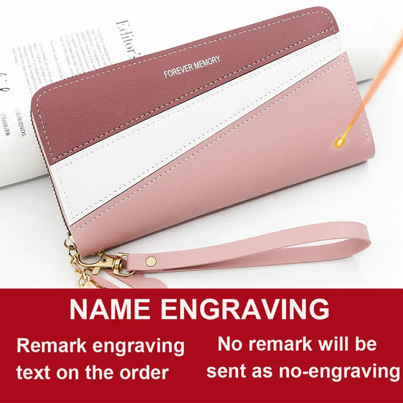 Long Cute Fashion Multifunctional Clutch Name Engraving Wallet
