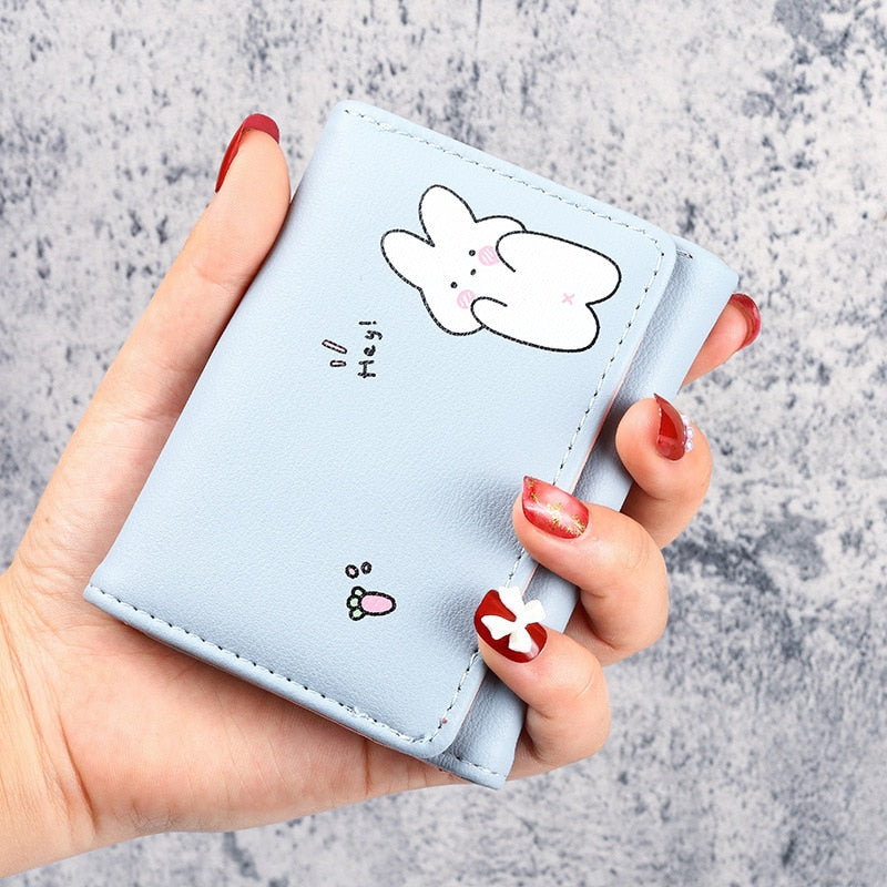 Cute Cat Leather Small Card Holder Wallet