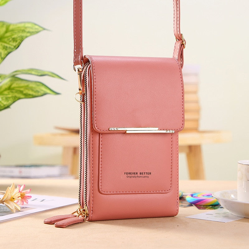 Fashion Soft Leather Touch Screen Cell Phone Bag