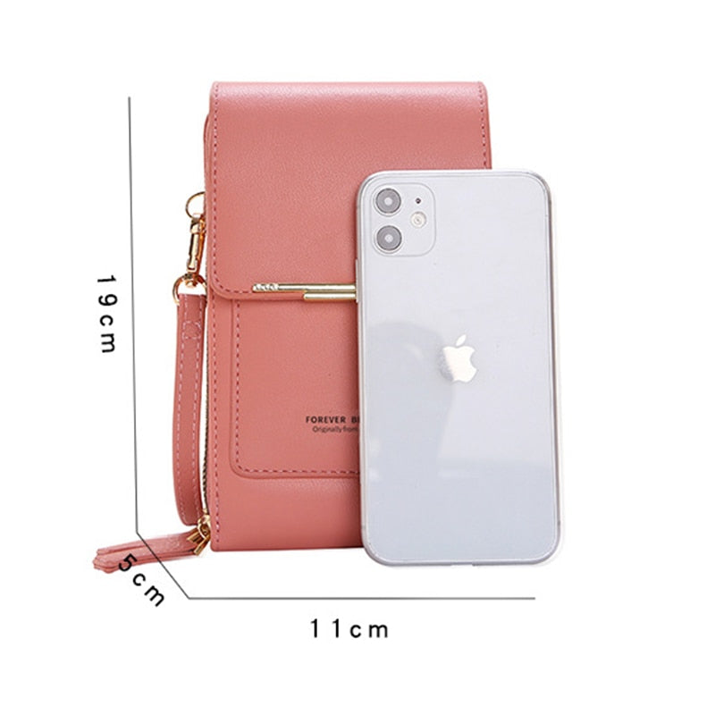 Fashion Soft Leather Touch Screen Cell Phone Bag