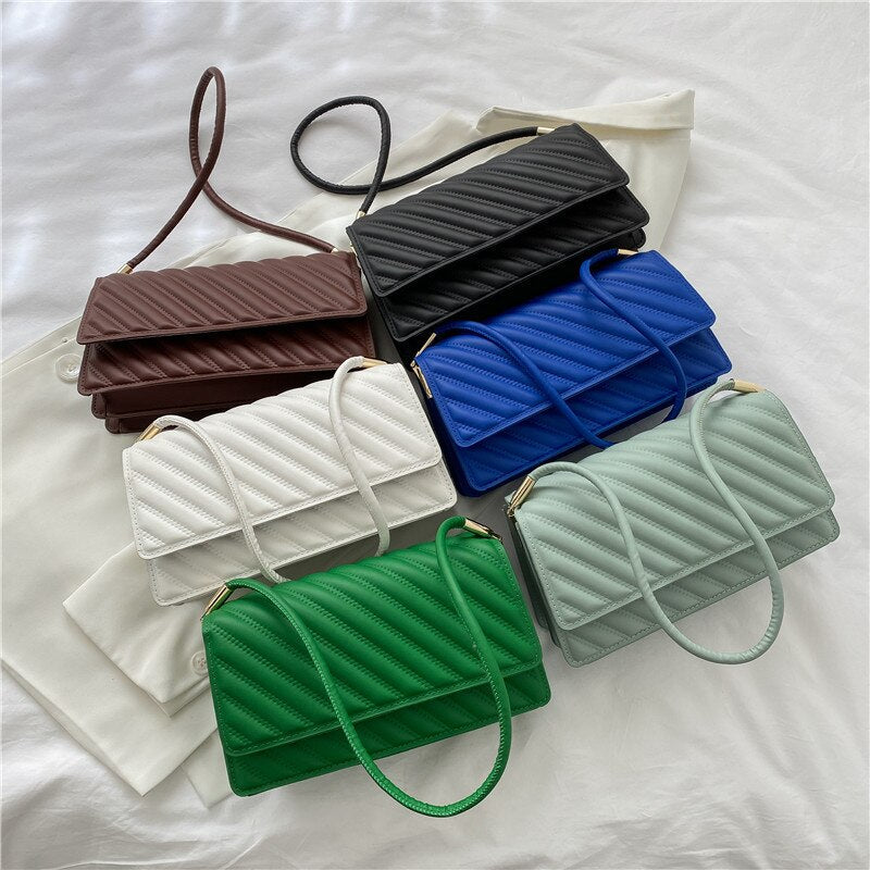 Fashion Leather Solid Color Underarm Bags