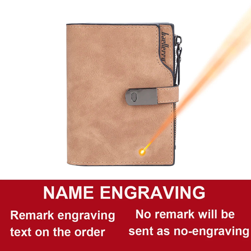 Name Engraving Magnetic Buckle Top Quality Wallet