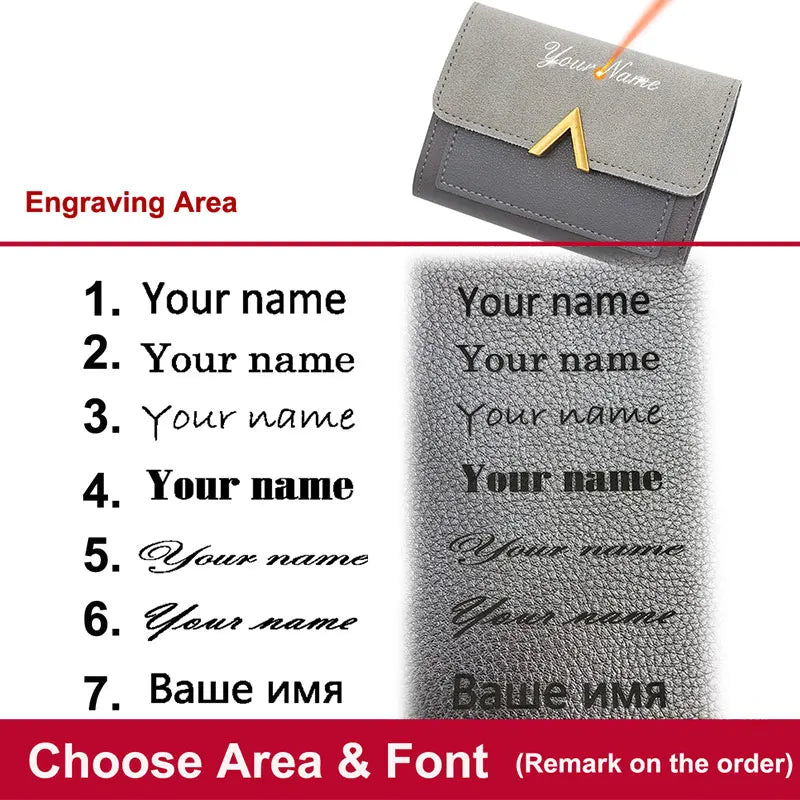 Simple Slim Golden Hasp Name Print Wallet