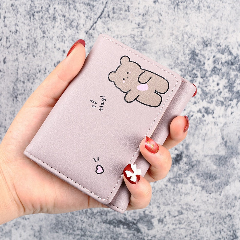 Cute Cat Leather Small Card Holder Wallet