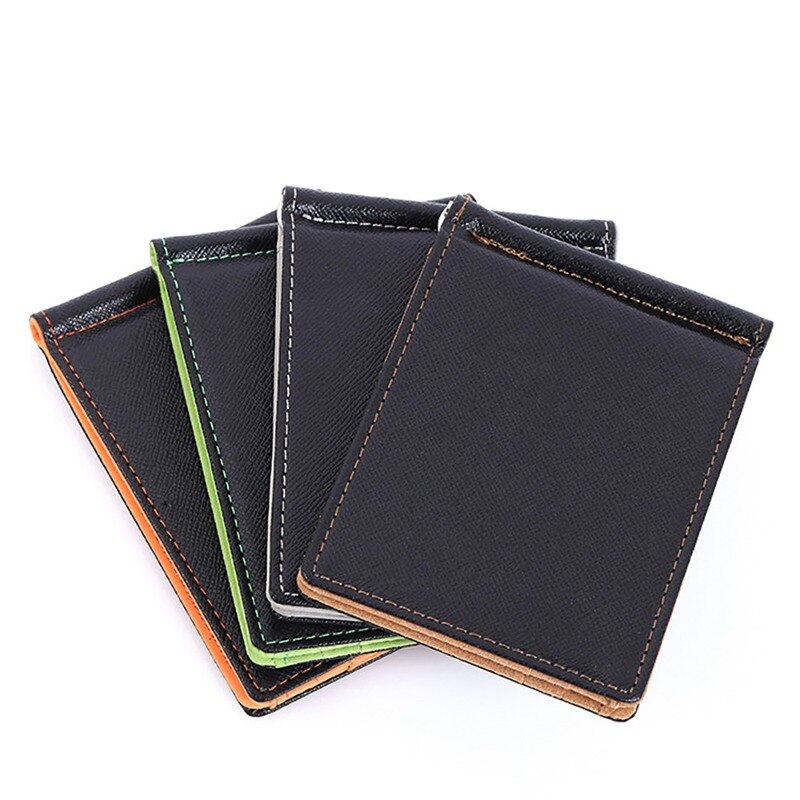 Short PU Leather Money Clips Solid Thin Wallet