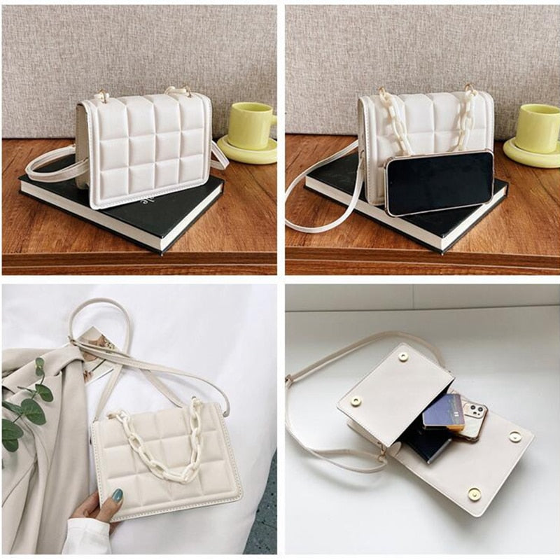 Geometry Embossed Flap Mini Crossbody Bag